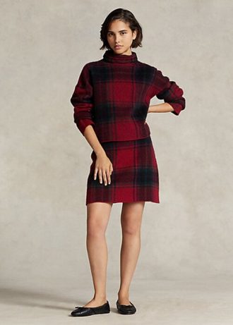 Rote Ralph Lauren Karierte Röcke aus Alpaka-Mix für Damen Rote Ralph Lauren Karierte Röcke aus Alpaka-Mix für Damen