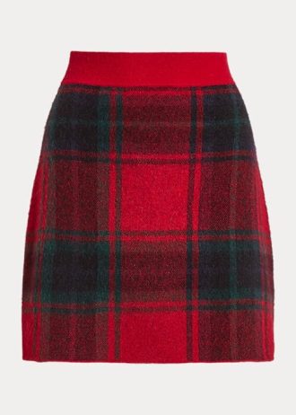 Rote Ralph Lauren Karierte Röcke aus Alpaka-Mix für Damen Rote Ralph Lauren Karierte Röcke aus Alpaka-Mix für Damen