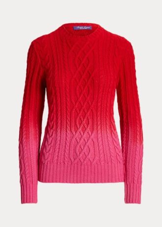 Rote Ralph Lauren Lunar New Year Zopfmusterpullover für Damen