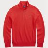 Rote Ralph Lauren Pullover aus Baumwolle mit Viertelreißverschluss und Netzstrick für Herren Rote Ralph Lauren Pullover aus Baumwolle mit Viertelreißverschluss und Netzstrick für Herren
