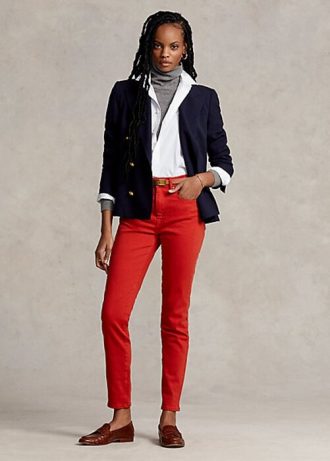 Rote Ralph Lauren Tompkins High-Rise Skinny Jeans für Damen