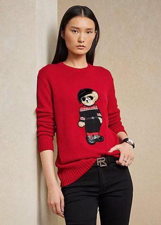 Rote Ralph Lauren Unar New Year Bear Pullover für Damen