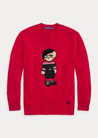Rote Ralph Lauren Unar New Year Bear Pullover für Damen