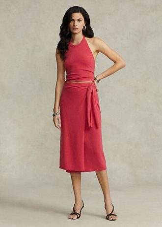 Rote Wickelpulloverröcke aus Kaschmir von Ralph Lauren für Damen