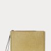 Sandfarbene Ralph Lauren Umschlaghandtasche aus geprägtem Leder für Damen Sandfarbene Ralph Lauren Umschlaghandtasche aus geprägtem Leder für Damen