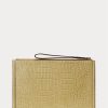 Sandfarbene Ralph Lauren Umschlaghandtasche aus geprägtem Leder für Damen Sandfarbene Ralph Lauren Umschlaghandtasche aus geprägtem Leder für Damen