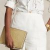 Sandfarbene Ralph Lauren Umschlaghandtasche aus geprägtem Leder für Damen Sandfarbene Ralph Lauren Umschlaghandtasche aus geprägtem Leder für Damen