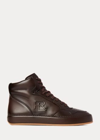 Schokoladenbraune High-Top-Sneakers „Jaemyn“ aus Kalbsleder von Ralph Lauren für Damen Schokoladenbraune High-Top-Sneakers „Jaemyn“ aus Kalbsleder von Ralph Lauren für Damen