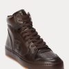 Schokoladenbraune High-Top-Sneakers „Jaemyn“ aus Kalbsleder von Ralph Lauren für Damen Schokoladenbraune High-Top-Sneakers „Jaemyn“ aus Kalbsleder von Ralph Lauren für Damen