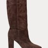 Schokoladenbraune Ralph Lauren Artizan Wildlederstiefel für Damen