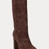 Schokoladenbraune Ralph Lauren Artizan Wildlederstiefel für Damen
