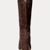 Schokoladenbraune Ralph Lauren Artizan Wildlederstiefel für Damen