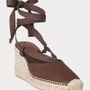 Schokoladenbraune Ralph Lauren Canvas-Espadrilles mit Keilabsatz für Damen Schokoladenbraune Ralph Lauren Canvas-Espadrilles mit Keilabsatz für Damen