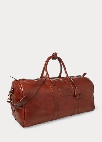 Schokoladenbraune Ralph Lauren Heritage-Reisetaschen aus Leder für Herren