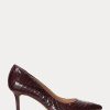 Schokoladenbraune Ralph Lauren Lanette Heels aus Schlangenlederimitat für Damen Schokoladenbraune Ralph Lauren Lanette Heels aus Schlangenlederimitat für Damen
