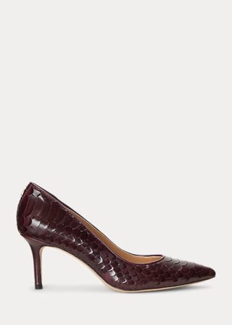 Schokoladenbraune Ralph Lauren Lanette Heels aus Schlangenlederimitat für Damen