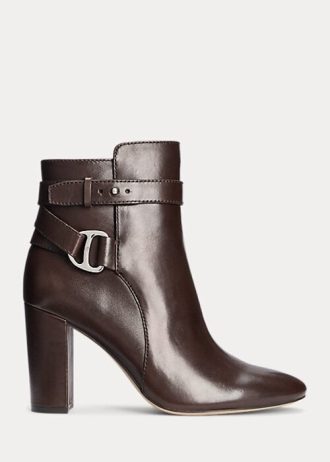 Schokoladenbraune Ralph Lauren Madelyn Stiefel aus brüniertem Leder für Damen