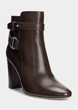 Schokoladenbraune Ralph Lauren Madelyn Stiefel aus brüniertem Leder für Damen