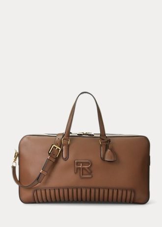 Schokoladenbraune Reisetaschen aus gestepptem, brüniertem Kalbsleder von Ralph Lauren für Herren