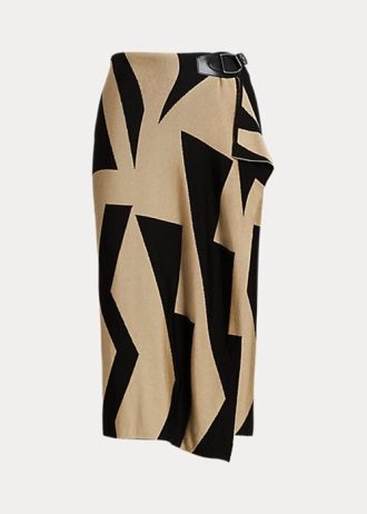 Schwarz / Braune Bleistiftröcke aus Baumwollmischung mit Geo-Print für Damen von Ralph Lauren