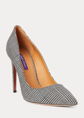 Schwarz / Cremefarbene Ralph Lauren Celia Glen Plaid Woll-Pumps für Damen
