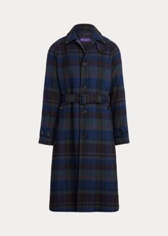 Schwarz / Nacy Herren Ralph Lauren Plaid Wool Twill Balmacaan Topcoat Mäntel