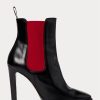 Schwarz / Rot Damen Ralph Lauren Zoie Calfskinie Stiefel