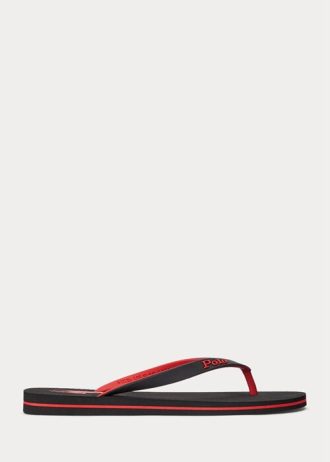 Schwarz / Rot Ralph Lauren Bolt Pony Flip Flops für Herren