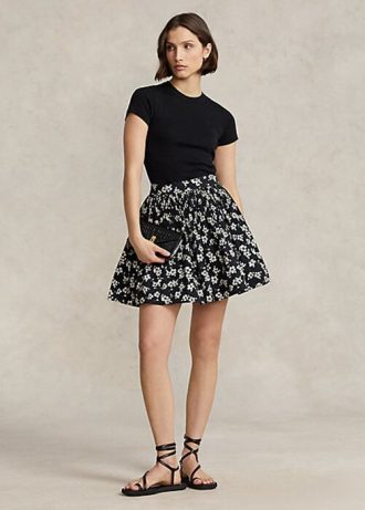 Schwarz / Weiß Damen Ralph Lauren Floral A-Linie Röcke