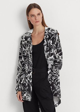 Schwarz / Weiß Damen Ralph Lauren Floral Ripstop Kapuzen-Windjacke