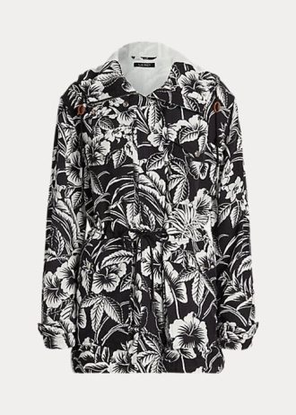 Schwarz / Weiß Damen Ralph Lauren Floral Ripstop Kapuzen-Windjacke