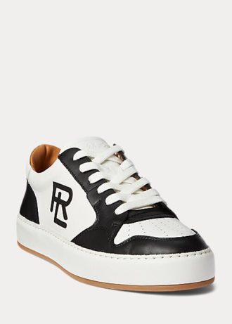Schwarz / Weiß Damen Ralph Lauren Jinett Color-Blocked Low-Top Sneakers Schwarz / Weiß Damen Ralph Lauren Jinett Color-Blocked Low-Top Sneakers