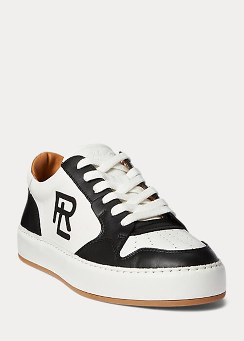 Schwarz / Weiß Damen Ralph Lauren Jinett Color-Blocked Low-Top Sneakers Schwarz / Weiß Damen Ralph Lauren Jinett Color-Blocked Low-Top Sneakers