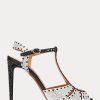 Schwarz / Weiß Damen Ralph Lauren Vasile Verzierte Satin Heels Schwarz / Weiß Damen Ralph Lauren Vasile Verzierte Satin Heels