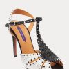 Schwarz / Weiß Damen Ralph Lauren Vasile Verzierte Satin Heels Schwarz / Weiß Damen Ralph Lauren Vasile Verzierte Satin Heels