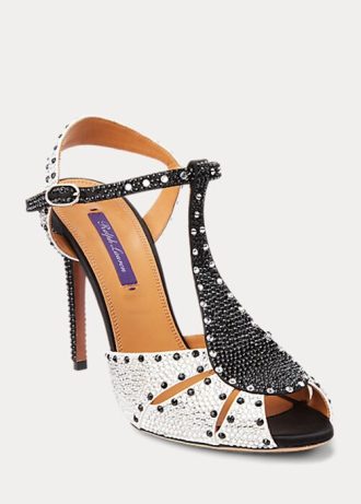 Schwarz / Weiß Damen Ralph Lauren Vasile Verzierte Satin Heels