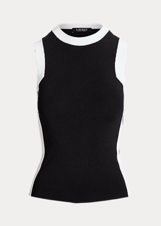 Schwarz / Weiß Damen Ralph Lauren Zweifarbige Ärmellose Pullover