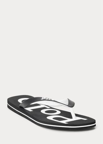 Schwarz / Weiß Herren Ralph Lauren Bolt Logo Flip Flops