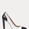 Schwarz / Weiß Ralph Lauren Ainsley Color-Blocked Kalbsleder Heels für Damen Schwarz / Weiß Ralph Lauren Ainsley Color-Blocked Kalbsleder Heels für Damen