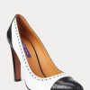 Schwarz / Weiß Ralph Lauren Ainsley Color-Blocked Kalbsleder Heels für Damen Schwarz / Weiß Ralph Lauren Ainsley Color-Blocked Kalbsleder Heels für Damen
