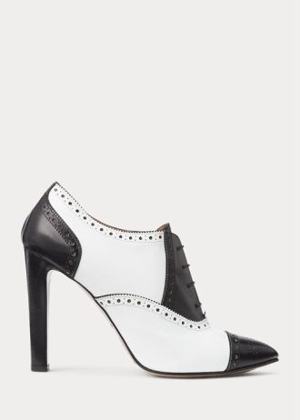 Schwarz / Weiß Ralph Lauren Cerri Kalbslederstiefel im Color-Blocking-Stil für Damen