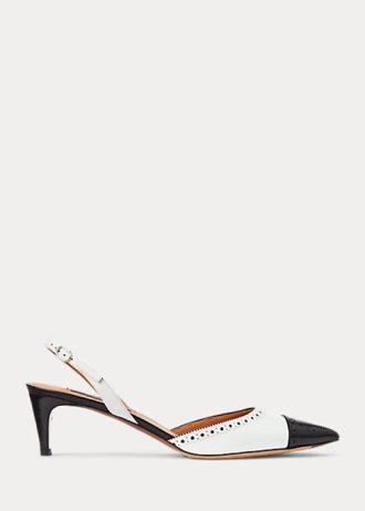 Schwarz / Weiß Ralph Lauren Garland Color-Blocking Slingback Heels für Damen