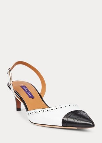 Schwarz / Weiß Ralph Lauren Garland Color-Blocking Slingback Heels für Damen