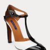 Schwarz / Weiß Ralph Lauren Haskell Color-Blocked Kalbsleder Heels für Damen Schwarz / Weiß Ralph Lauren Haskell Color-Blocked Kalbsleder Heels für Damen