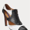 Schwarz / Weiß Ralph Lauren Lindley Kalbslederstiefel im Color-Blocking-Stil für Damen Schwarz / Weiß Ralph Lauren Lindley Kalbslederstiefel im Color-Blocking-Stil für Damen