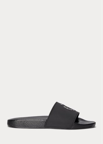Schwarz/Weiße Hausschuhe mit Ralph Lauren Logo für Herren