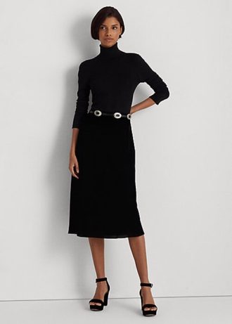 Schwarze A-Linien-Röcke aus Samt von Ralph Lauren für Damen