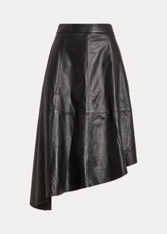 Schwarze asymmetrische Tellerröcke aus Lammfell von Ralph Lauren für Damen