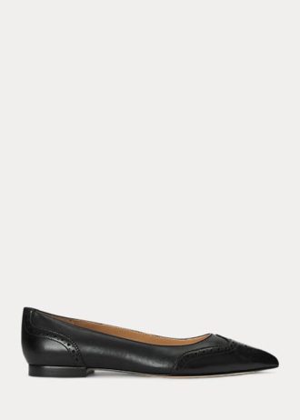 Schwarze Ballerinas aus brüniertem Leder von Ralph Lauren für Damen Schwarze Ballerinas aus brüniertem Leder von Ralph Lauren für Damen
