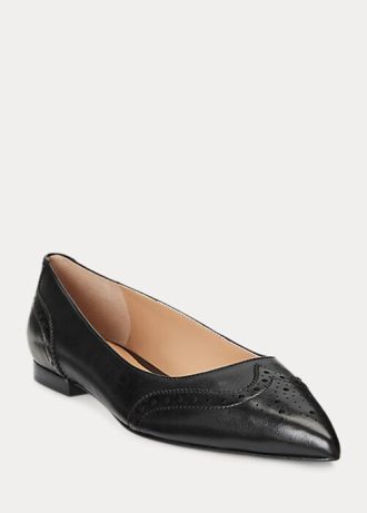 Schwarze Ballerinas aus brüniertem Leder von Ralph Lauren für Damen Schwarze Ballerinas aus brüniertem Leder von Ralph Lauren für Damen